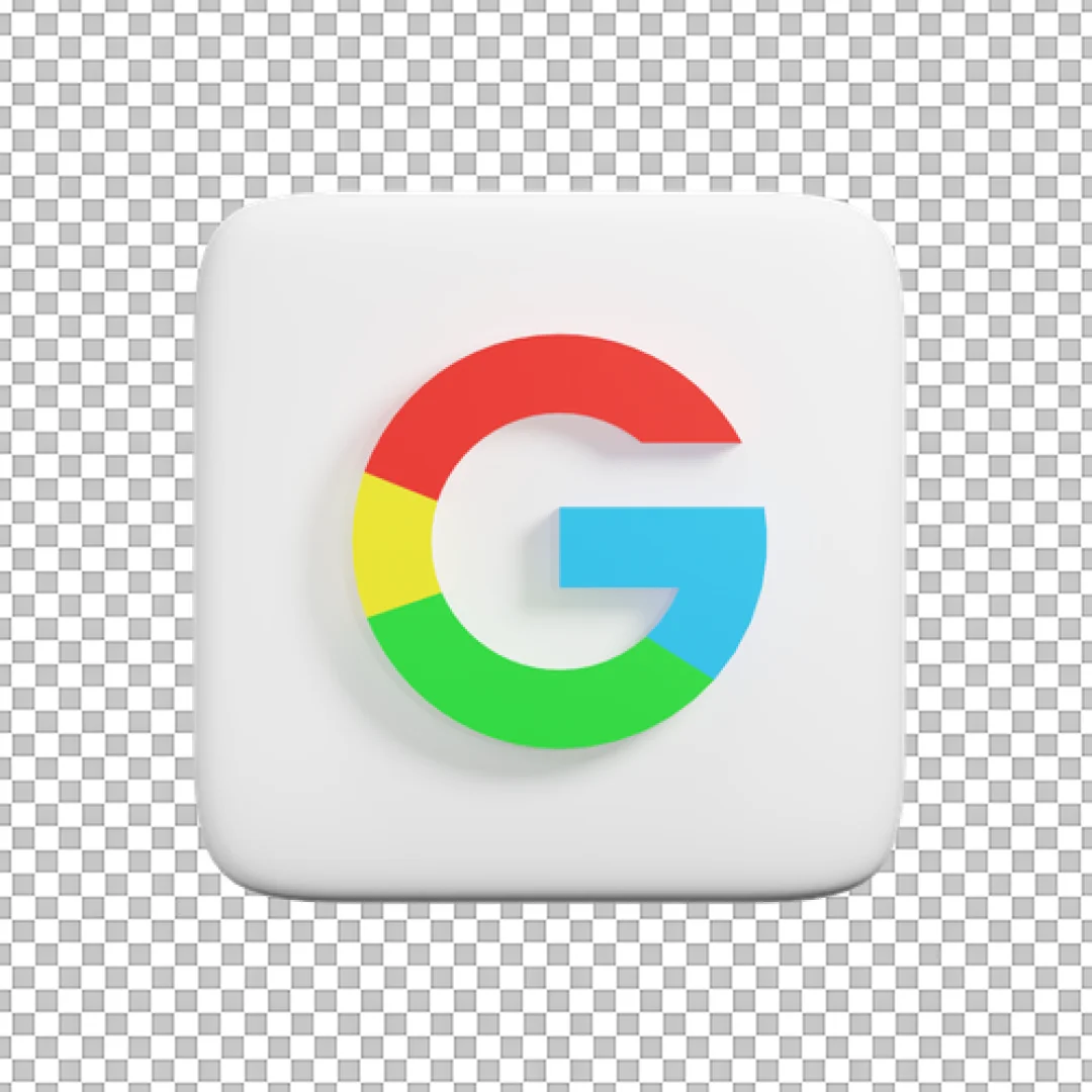 Google G Logo White Square 3D Icon PNG