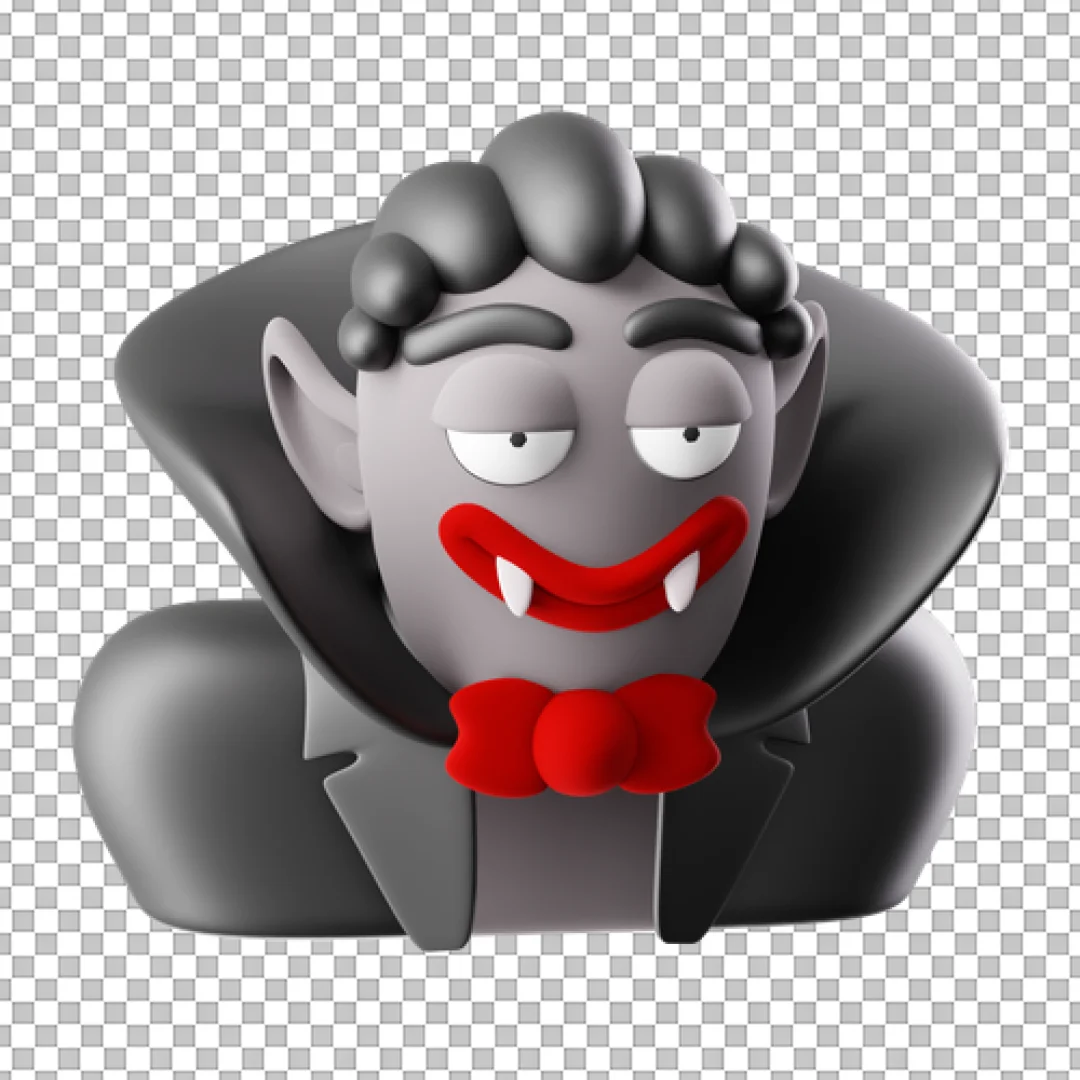 Cartoon Vampire Character Bust Halloween PNG