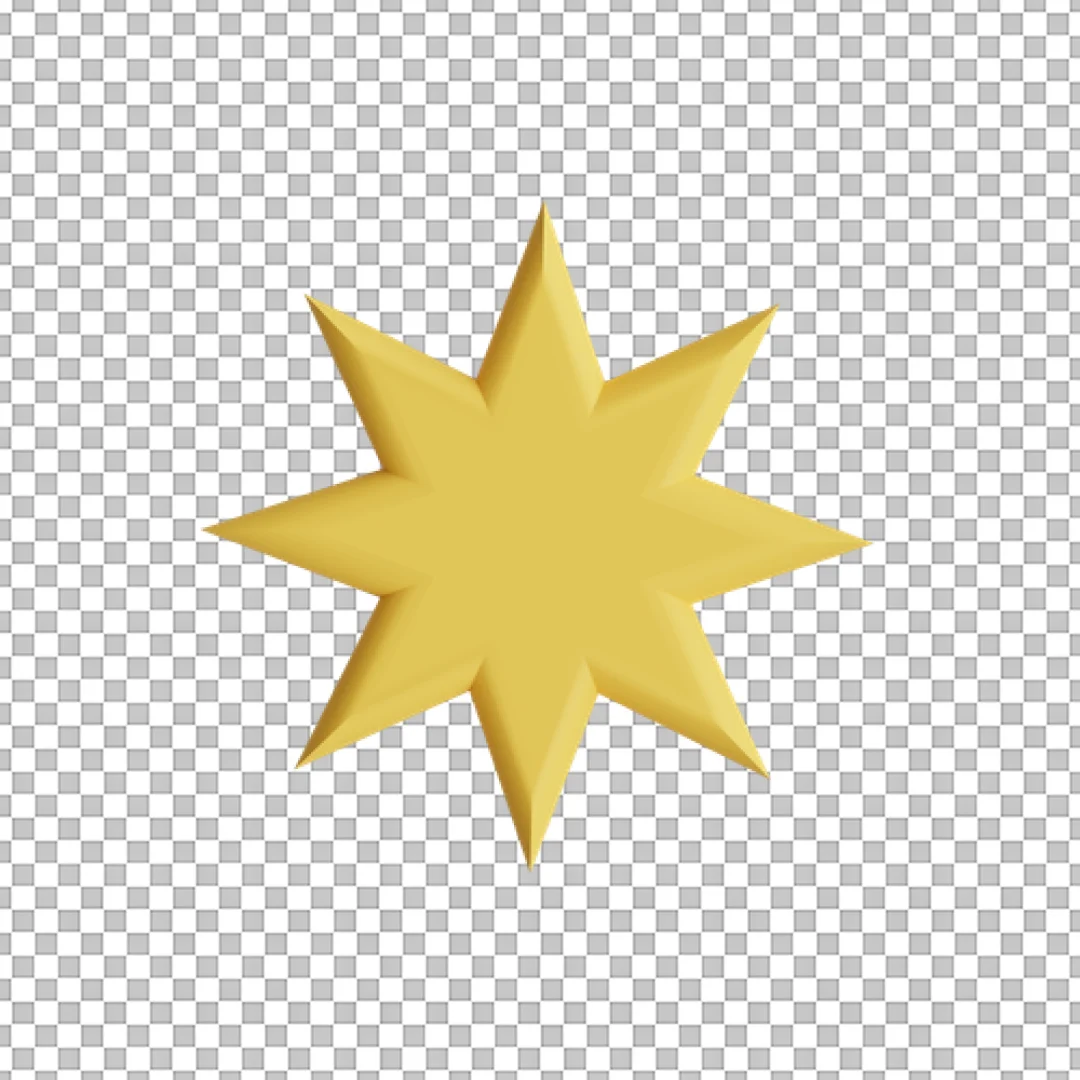 Shiny Gold 3D Octagram Star Icon Element