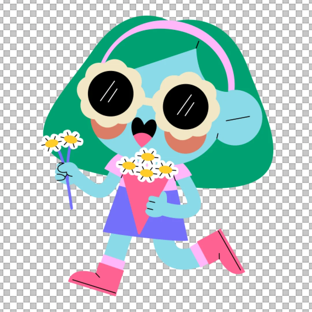 Girl with Daisies Character PNG
