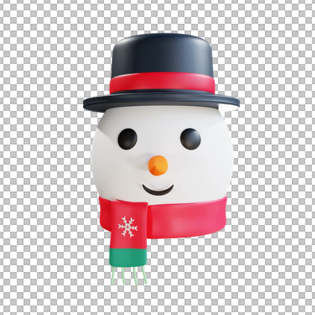 Snowman Head With Hat And Scarf PNG