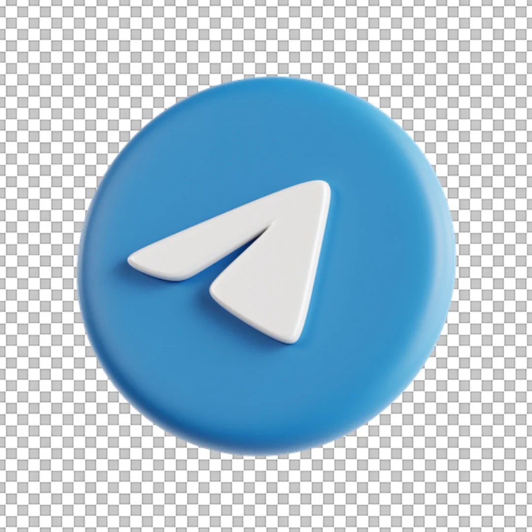 3D Blue Telegram Button PNG