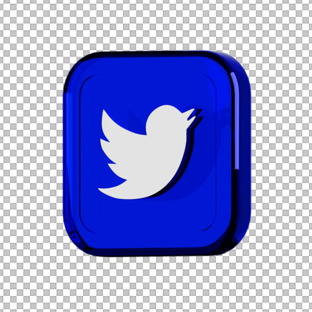 Dark Blue Glass 3D Twitter Icon PNG