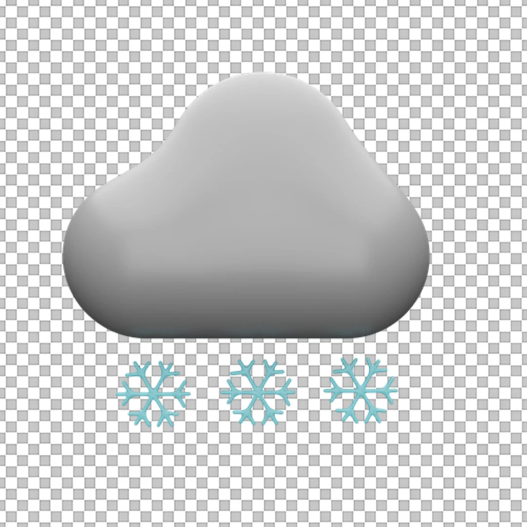 Grey Cloud Blue Snowflakes 3D PNG
