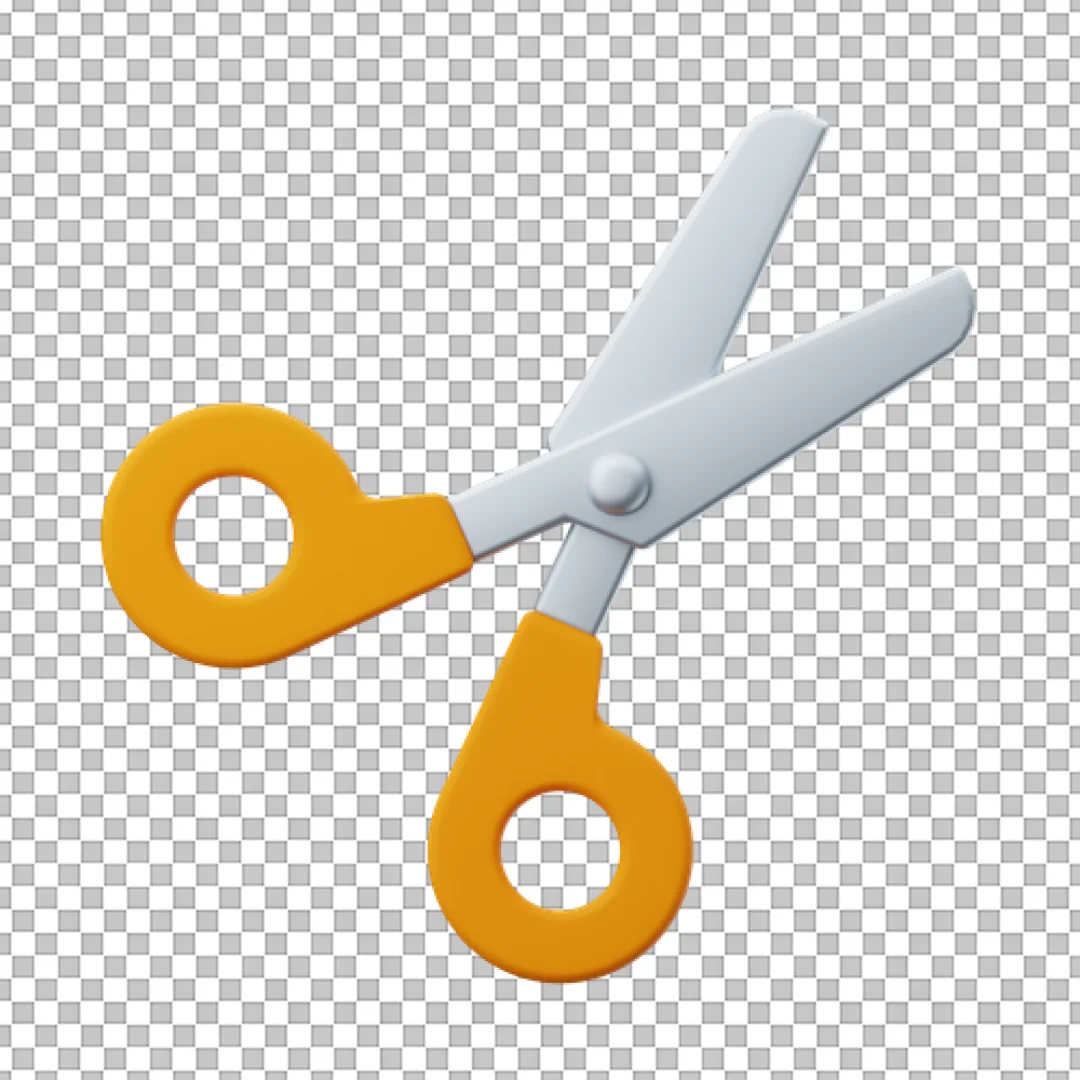 Bright Orange Handle 3D Scissor Icon
