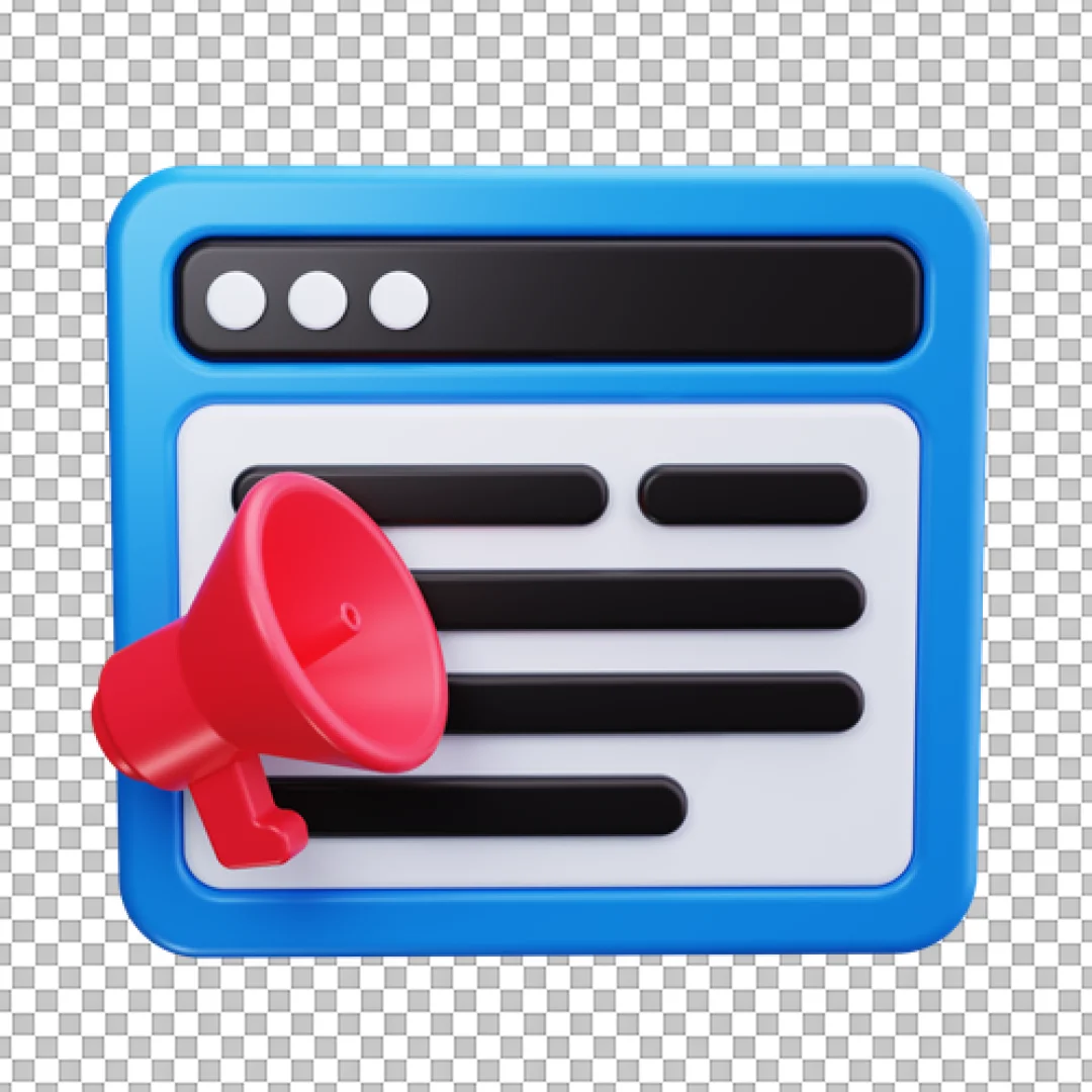 3D Browser Marketing Megaphone Icon PNG