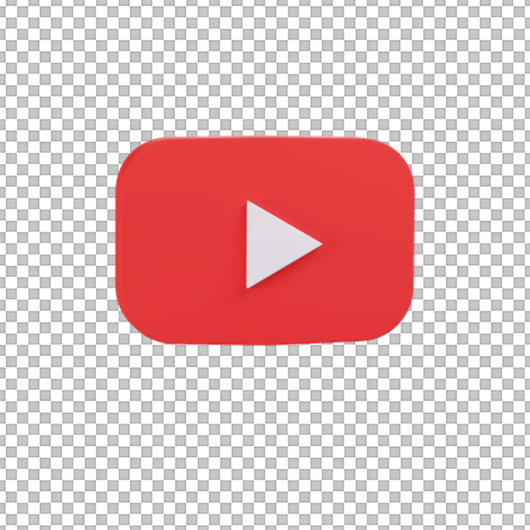 Flat Red YouTube Rectangle 3D PNG