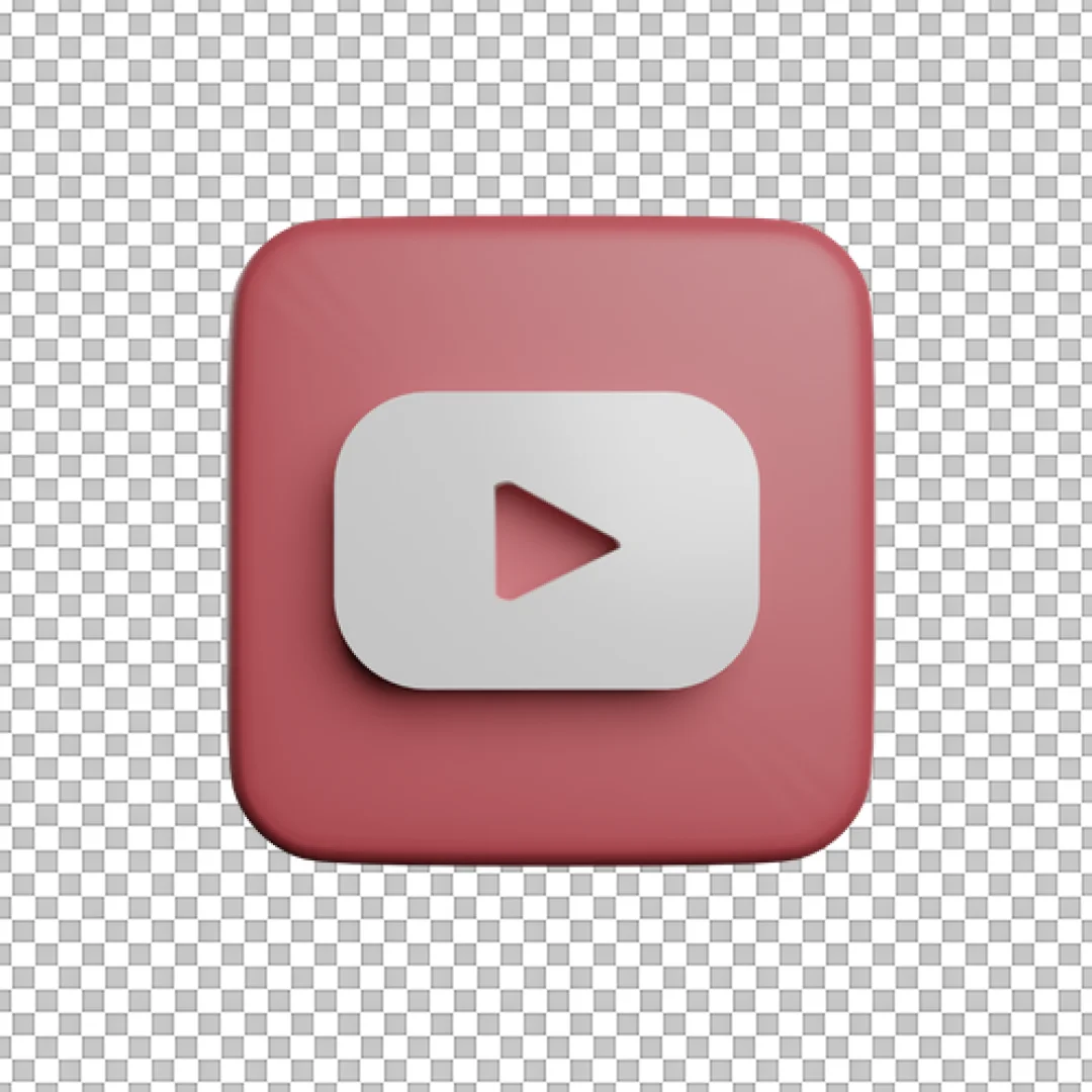 Red 3D YouTube Square Button PNG