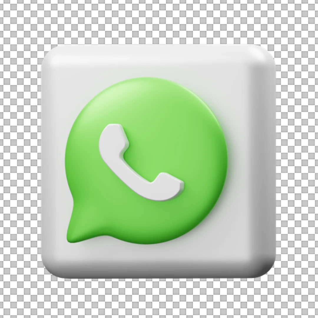 WhatsApp Logo White Button 3D Icon PNG