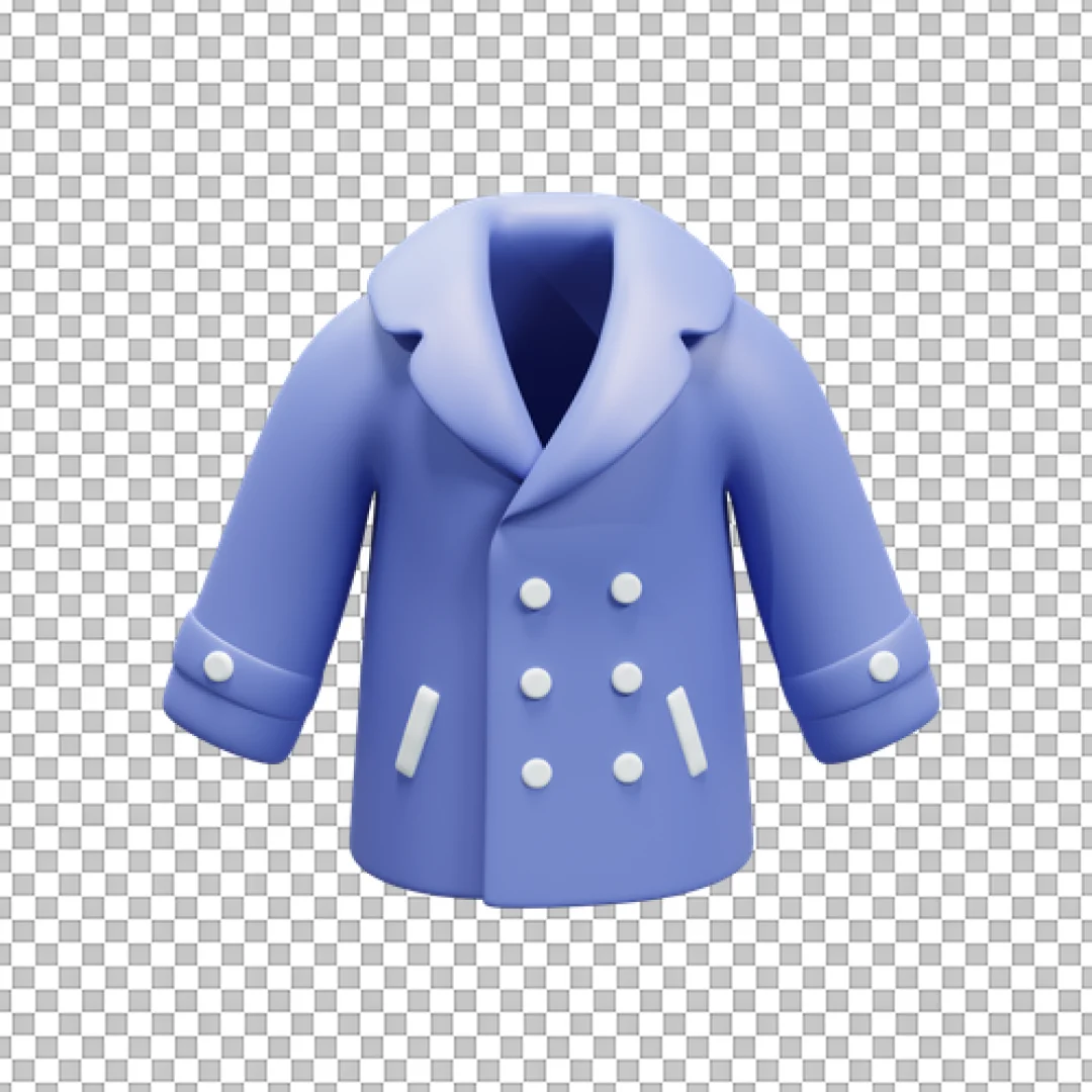 Blue Winter Jacket 3D Icon PNG
