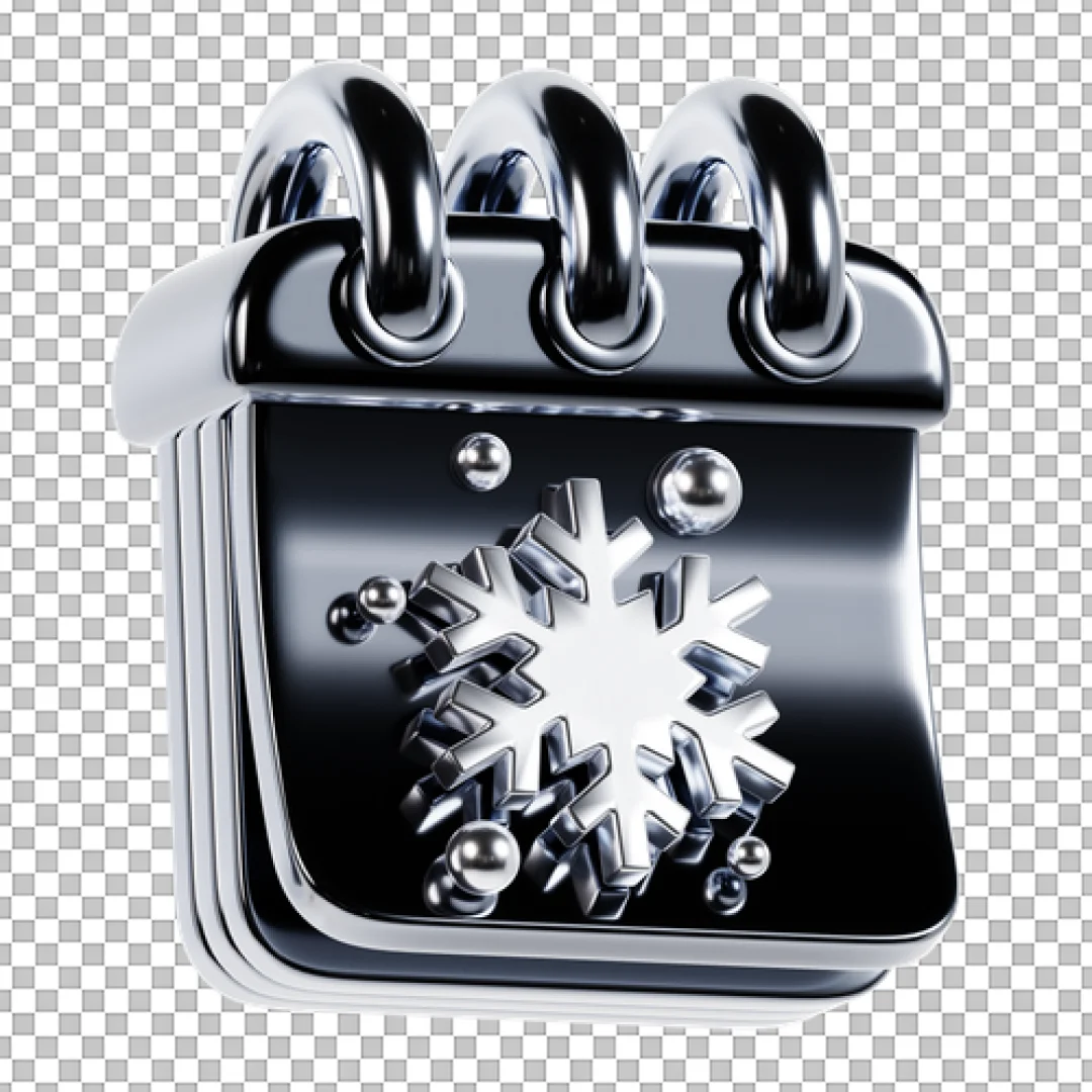 Silver Metallic Calendar 3D Icon PNG