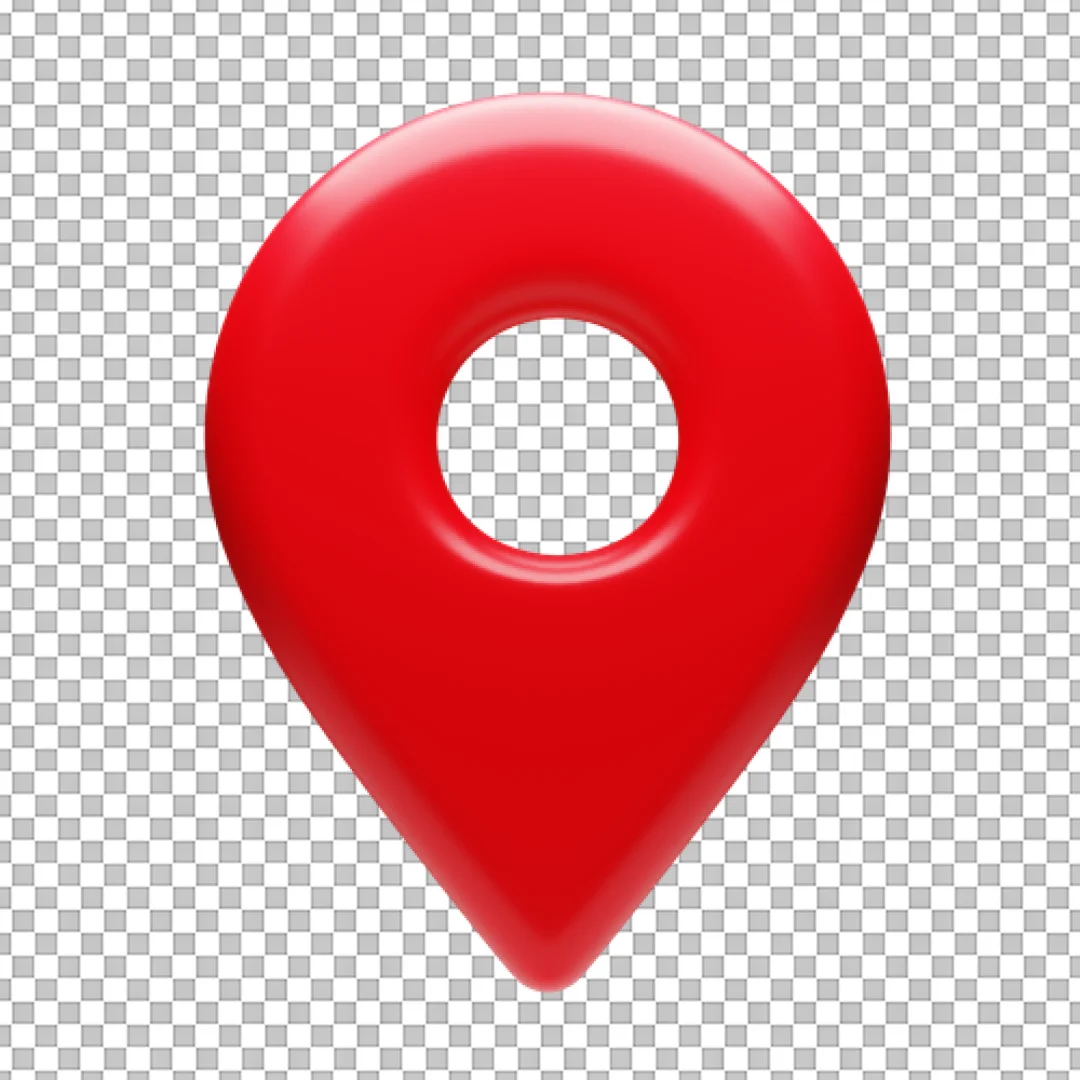 Glossy Red 3D Map Location Pin PNG
