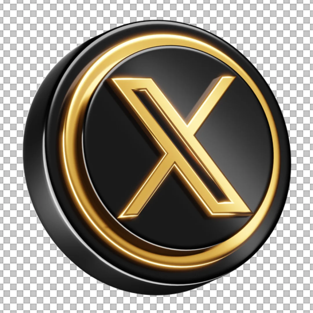 Black and Gold X Logo Icon PNG