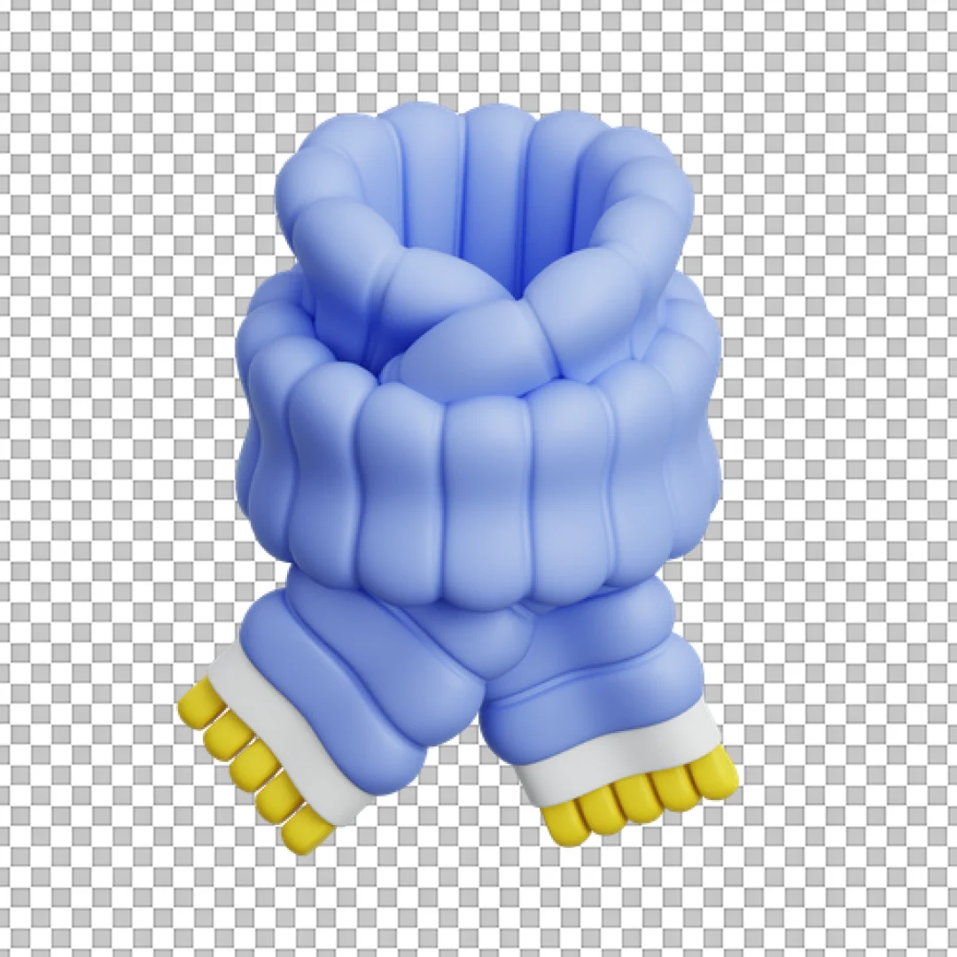 Coiled Blue Scarf 3D Illustration PNG