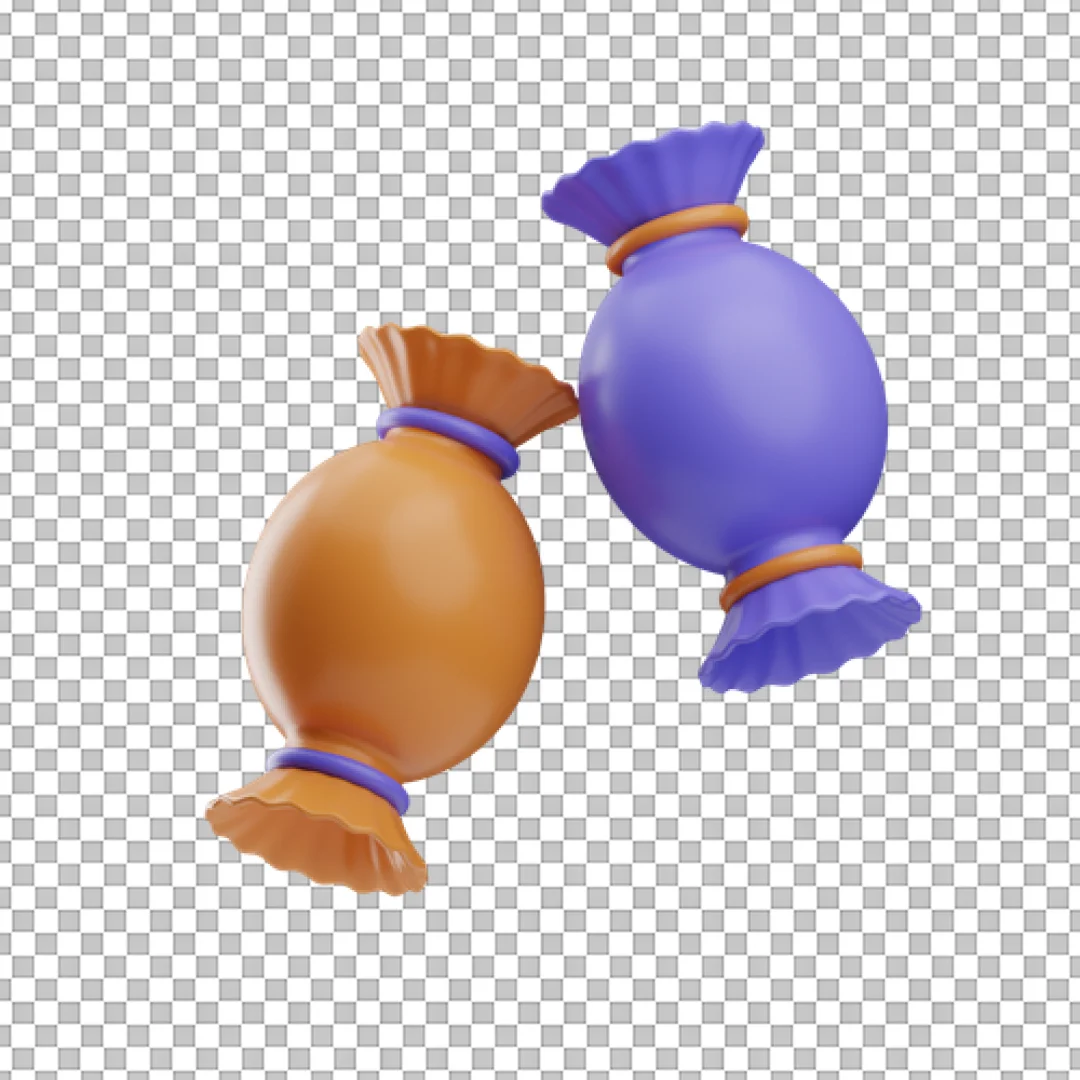 Purple And Brown Wrapped Candies 3D PNG