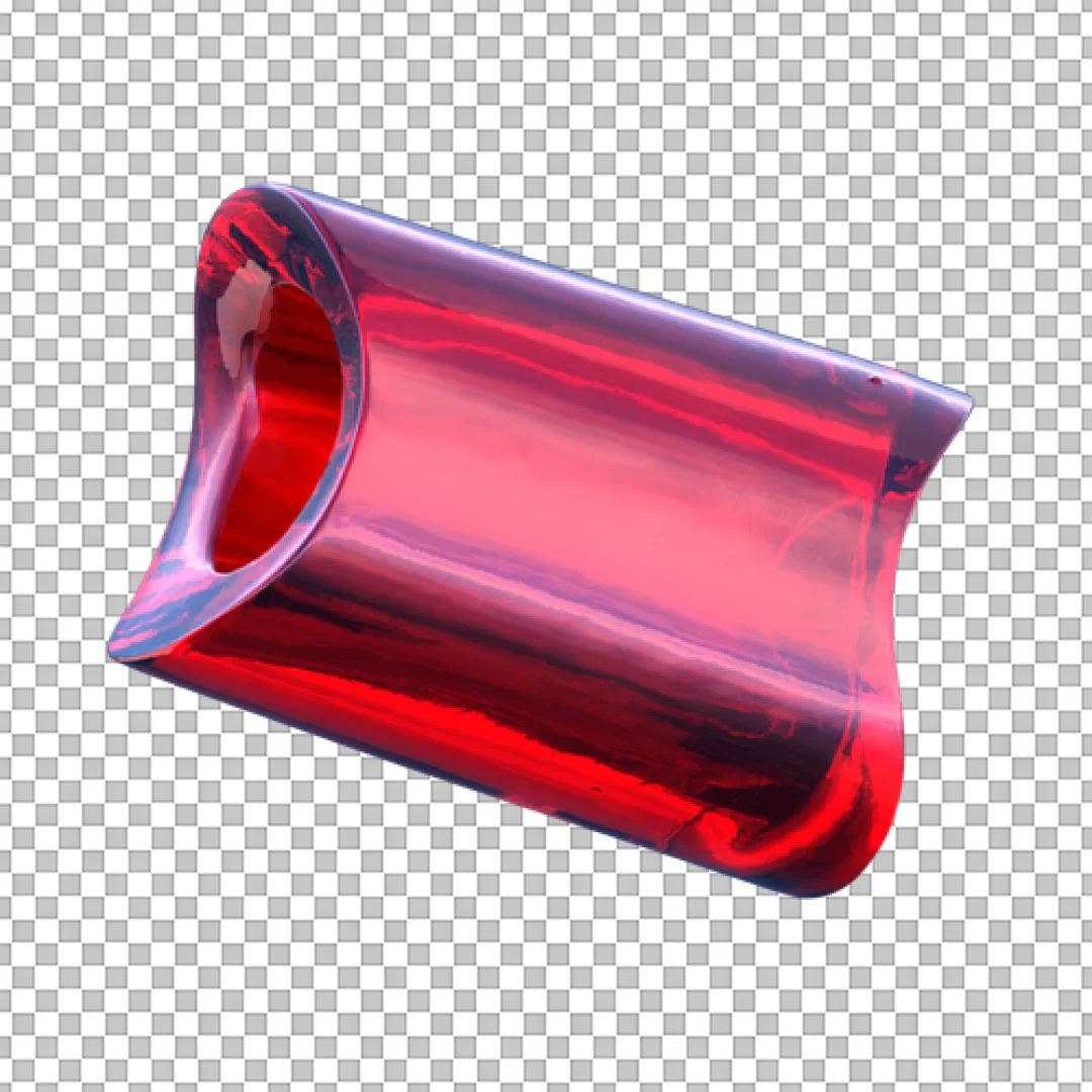 Abstract Dynamic Pipe 3D Icon in Vibrant Red Chrome
