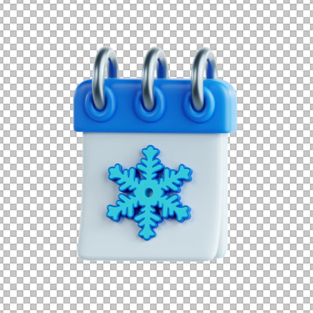 Blue Snowflake Calendar 3D PNG