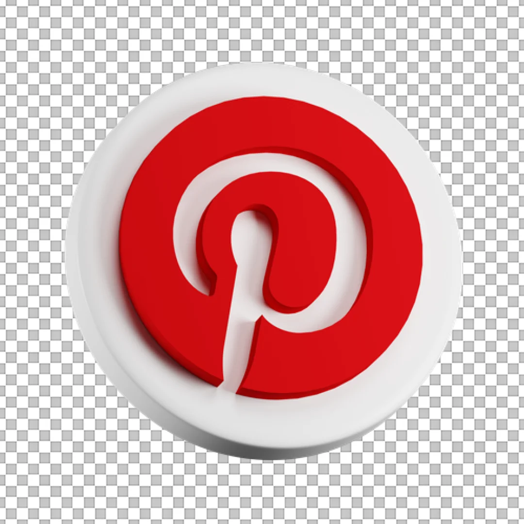 3D White Pinterest Logo Icon PNG