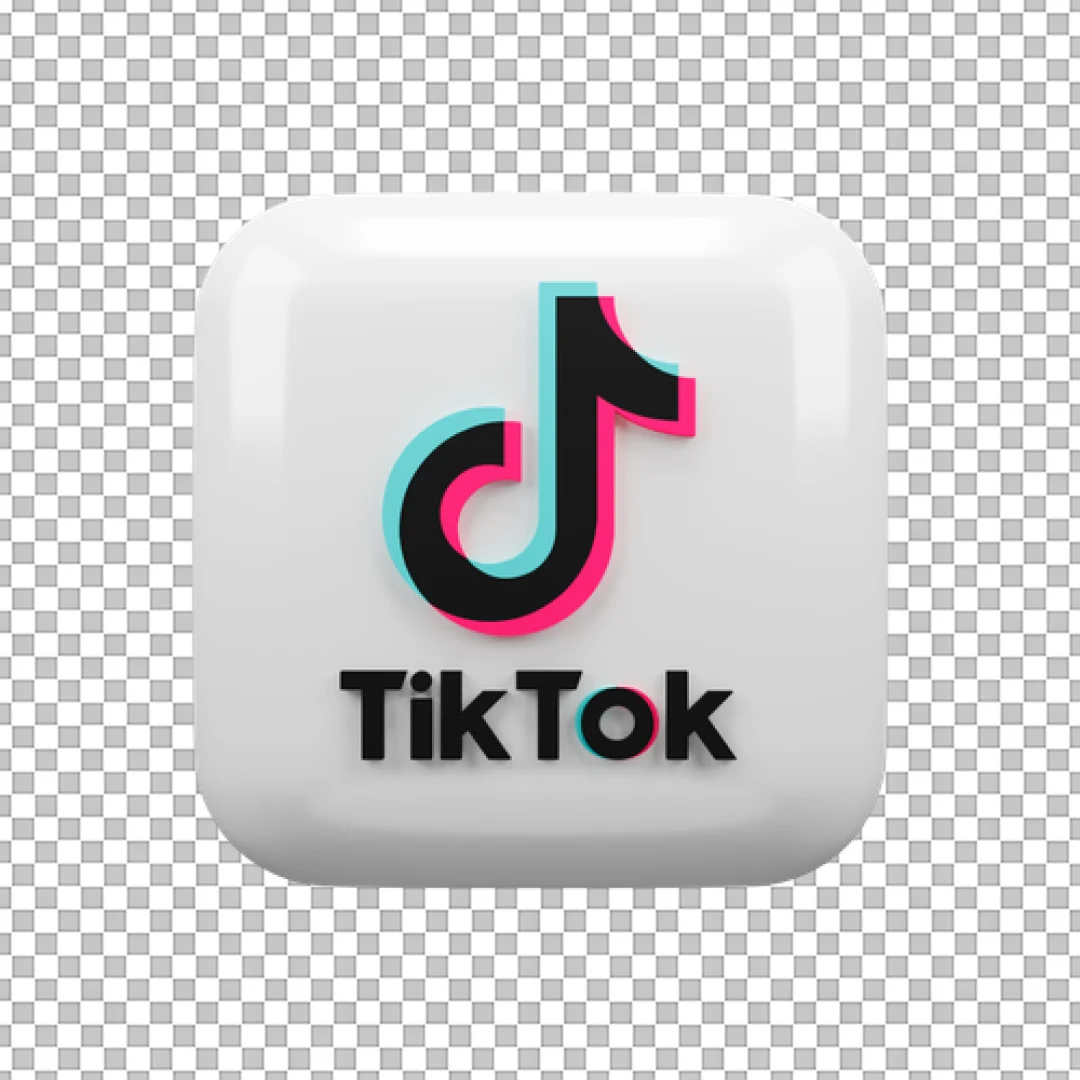 White Square TikTok Logo 3D PNG