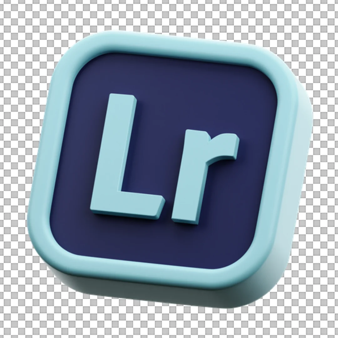 Dark Blue 3D Adobe Lightroom Icon PNG