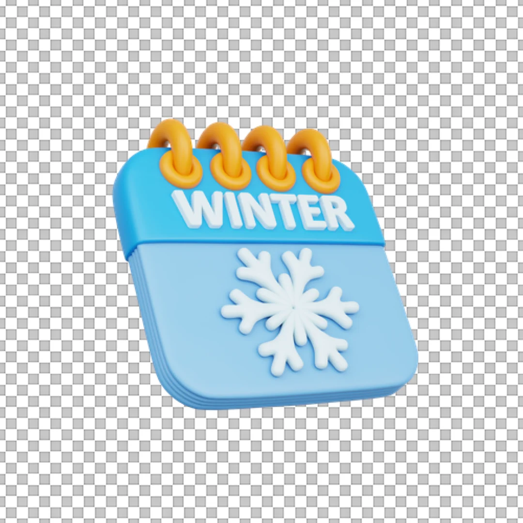 Winter Text Calendar 3D PNG