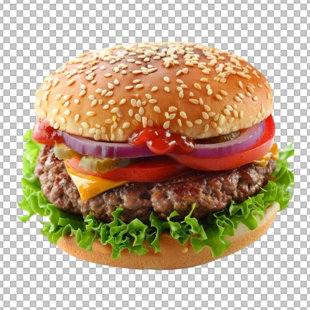 Cheeseburger with Ketchup Clipart PNG