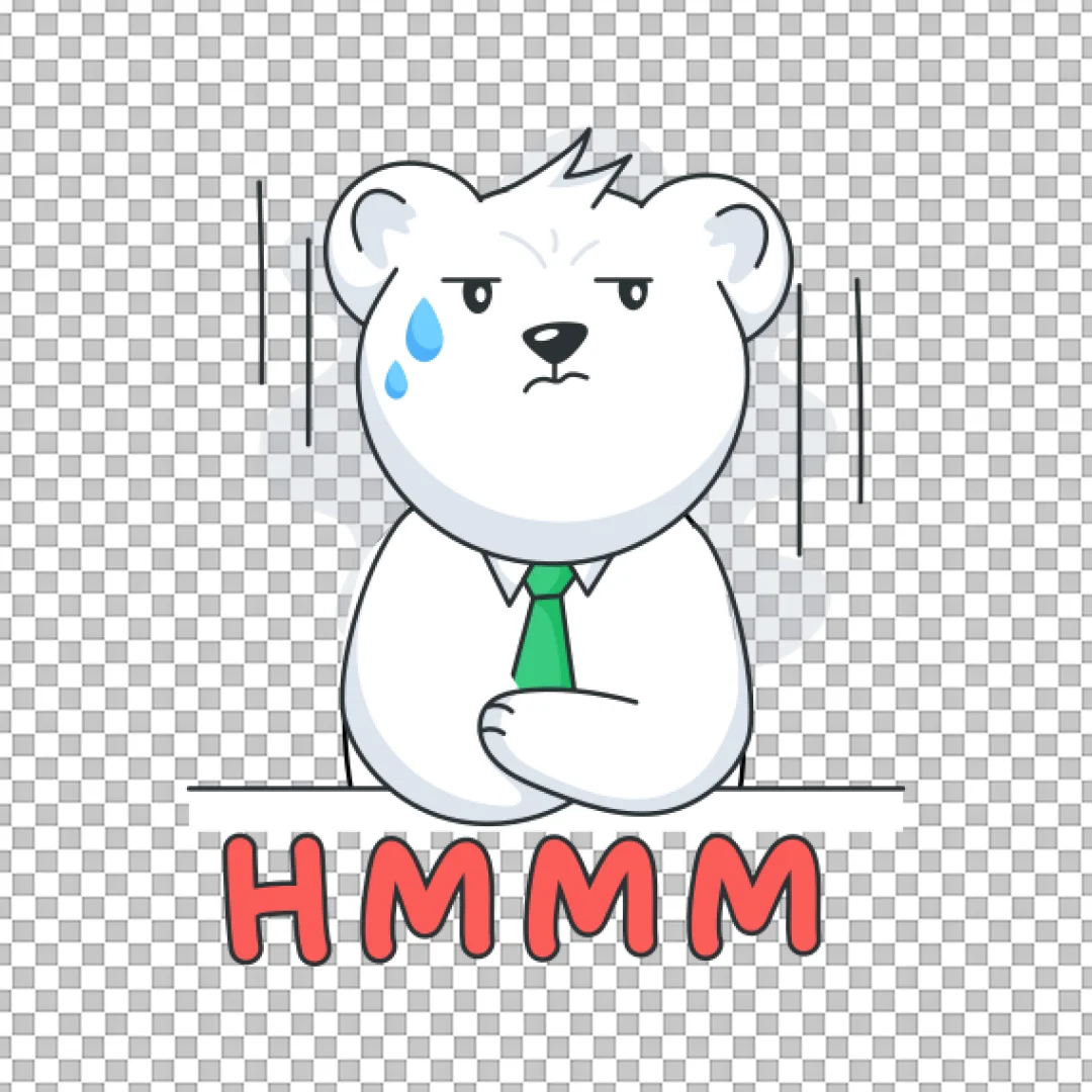 Skeptical Polar Bear Cartoon Sticker PNG