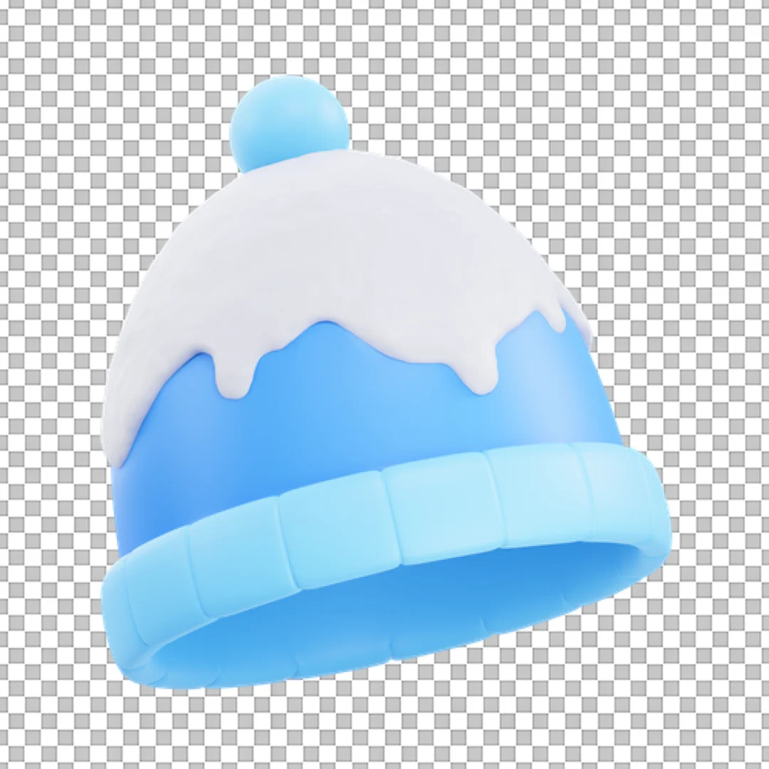 Snowy Blue Beanie 3D Icon PNG