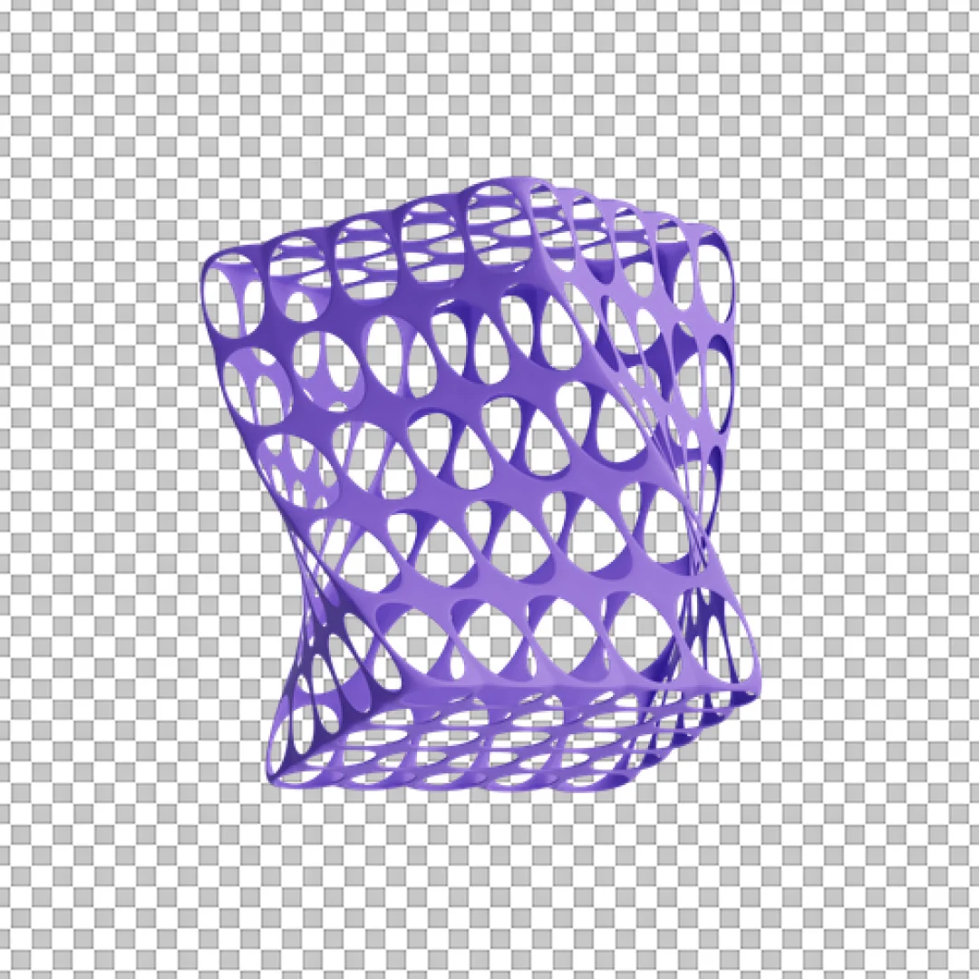 Abstract Twisted Elliptical Cuboid 3D Lattice Structure in Purple