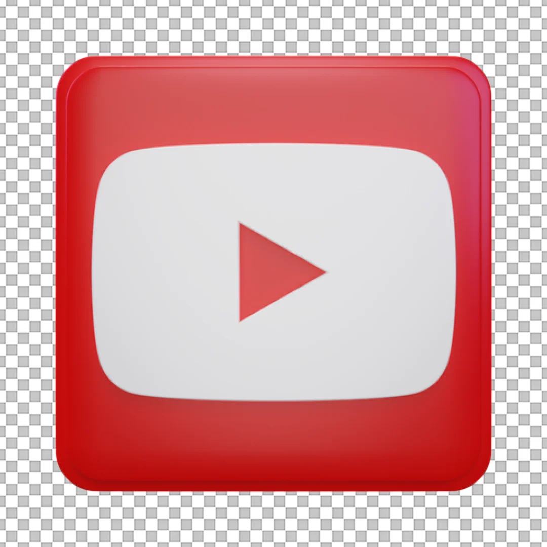 Red Glossy 3D YouTube Square Icon PNG