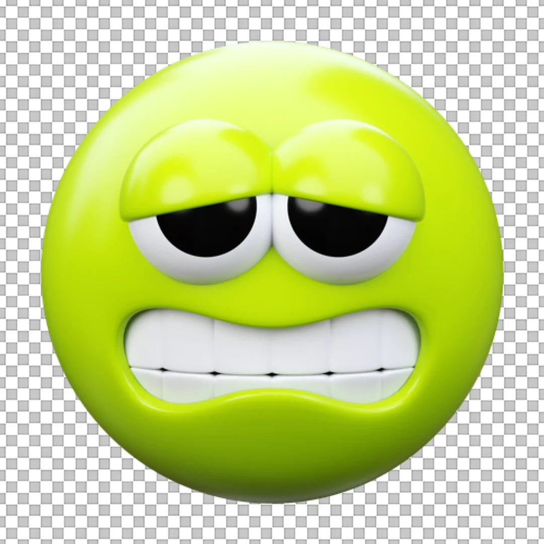 3D Sick Emoji Icon Grinning and Green with Nausea