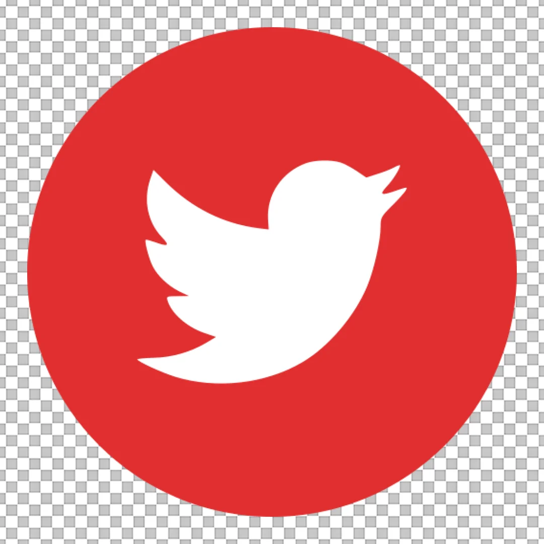 Red Circular Social Media Icon with White Bird Logo