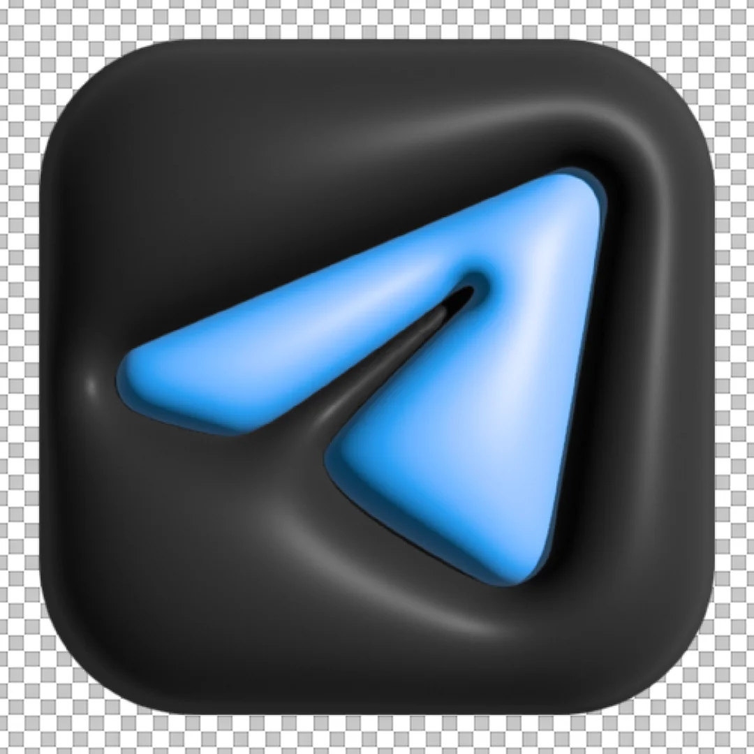 3D Black and Blue Telegram Icon PNG
