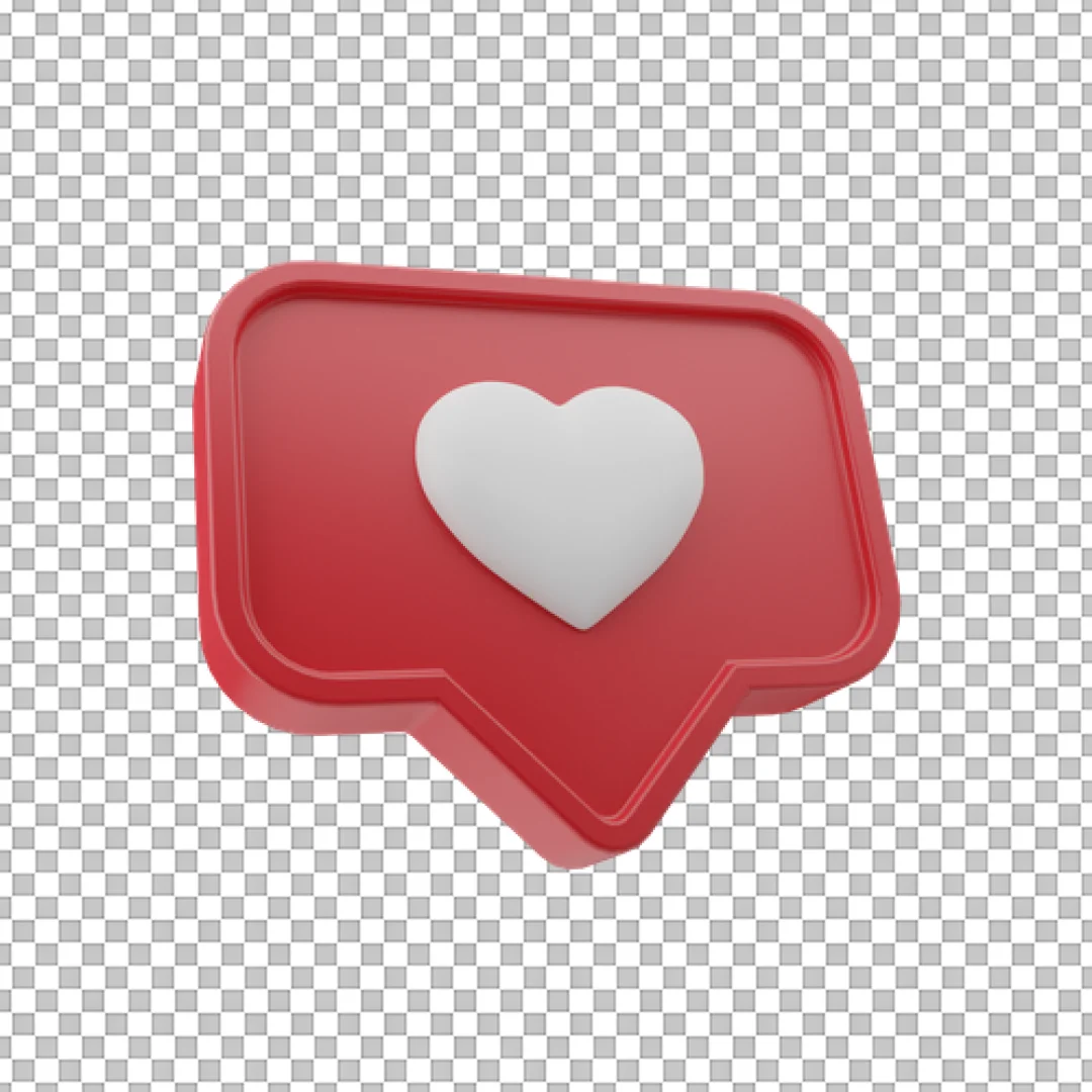 3D Red Heart Message Icon PNG