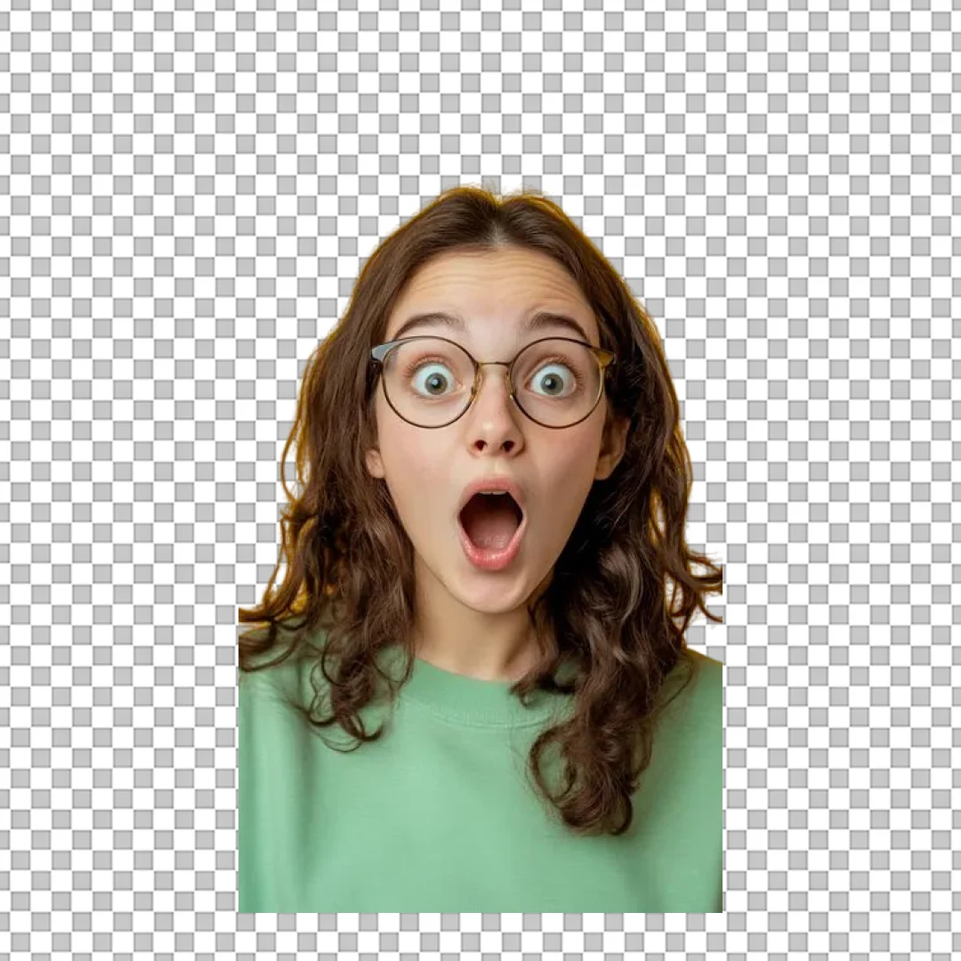 Shocked Woman with Open Mouth PNG