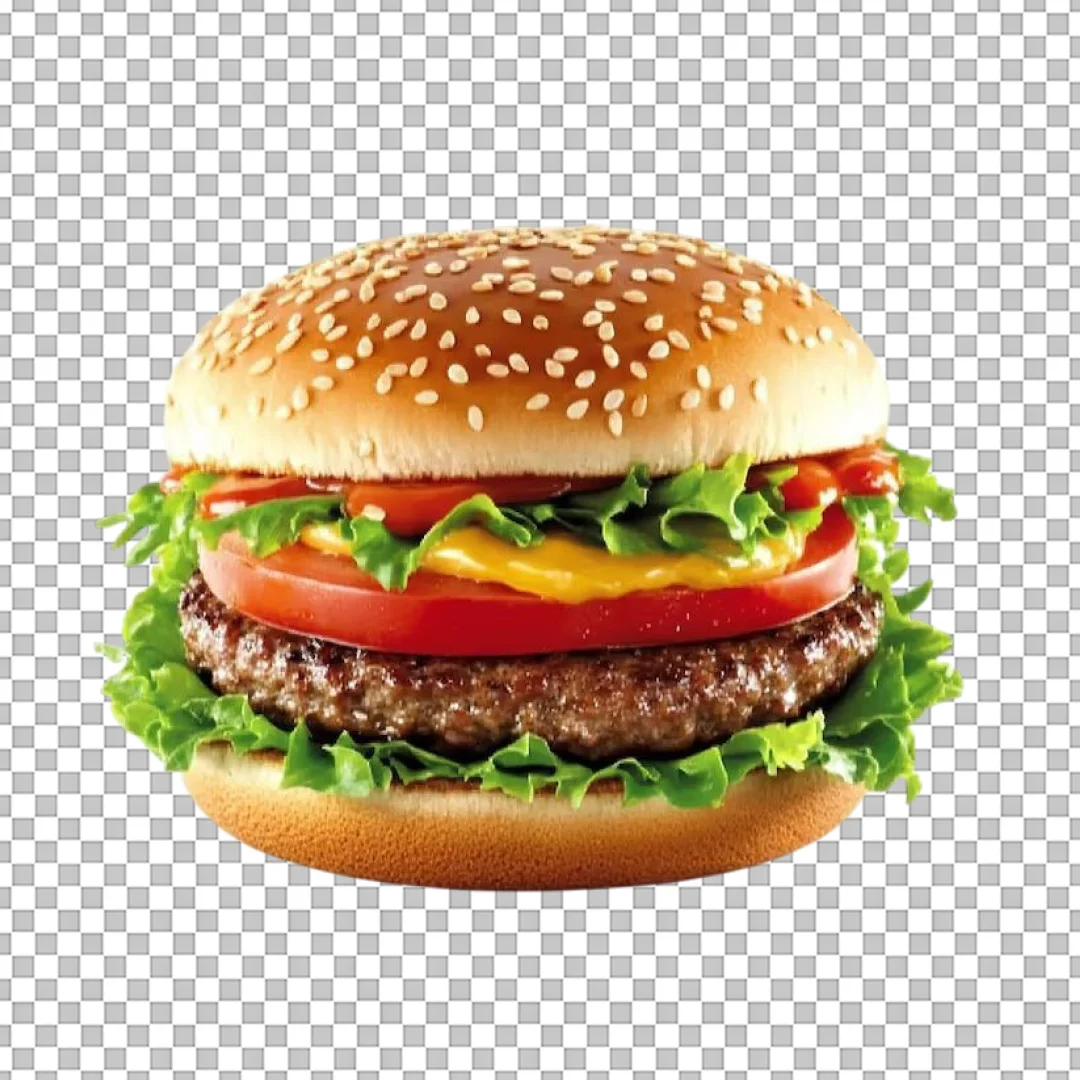Classic Hamburger with Toppings PNG