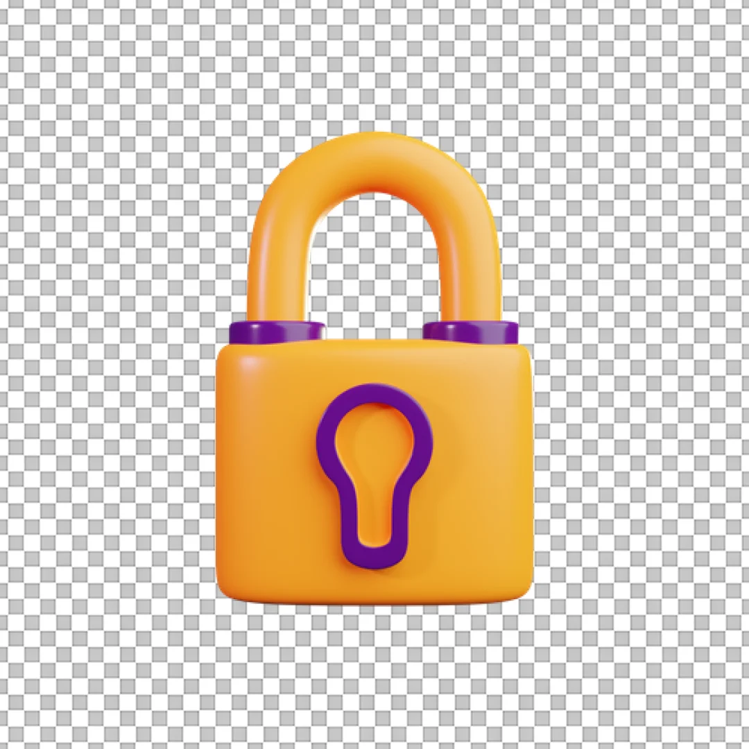 Yellow And Purple 3D Padlock Icon PNG