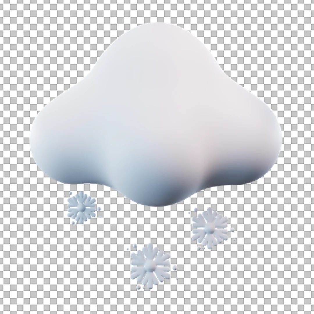 Snowing Cloud 3D PNG
