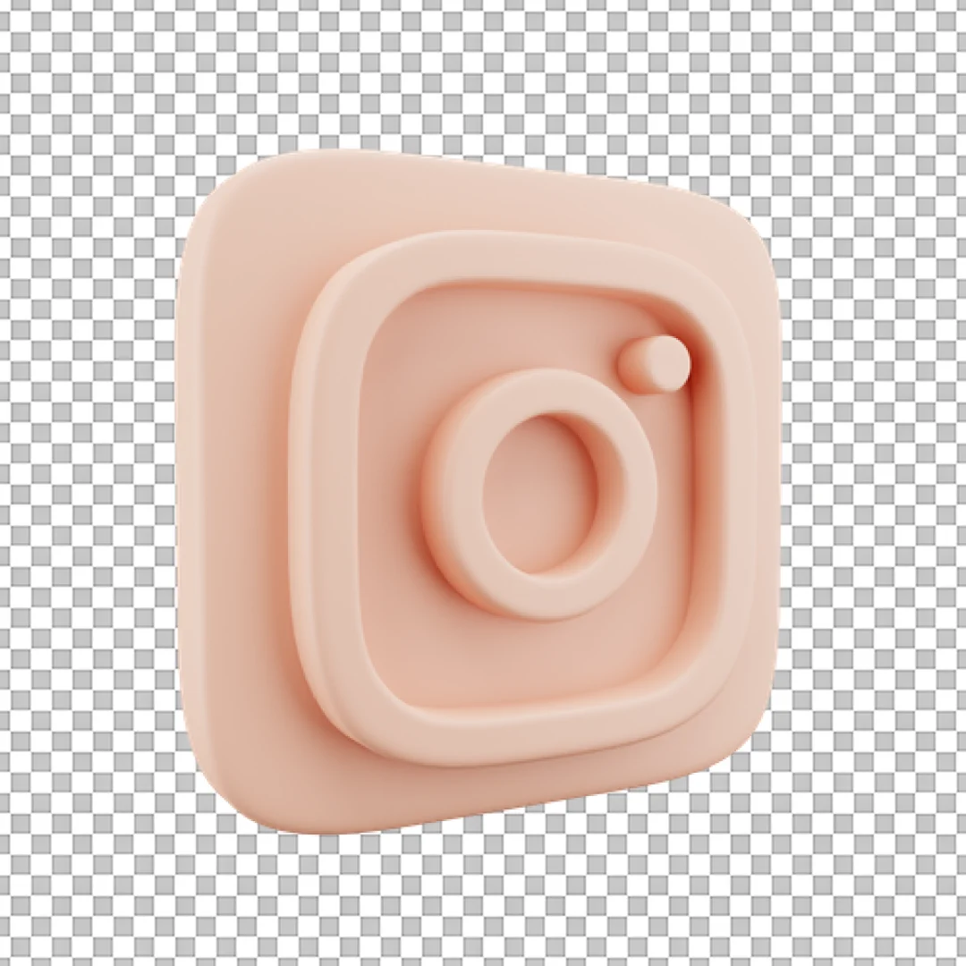 Beige Monochrome 3D Instagram Icon PNG