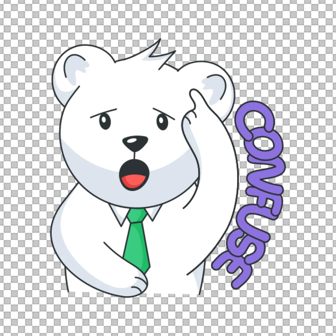 Confused White Bear Office Sticker PNG