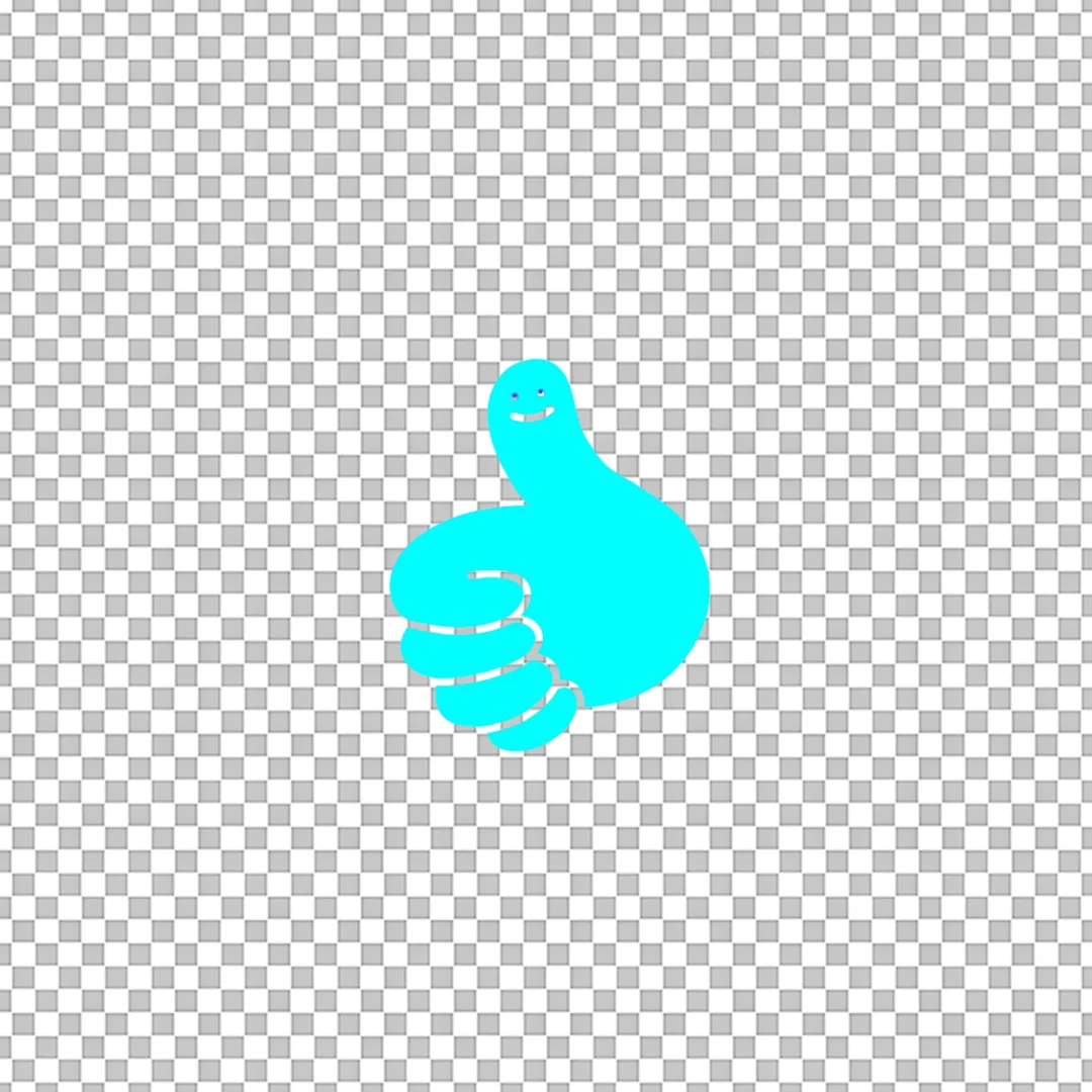 Cyan Thumbs Up Smiley Hand PNG