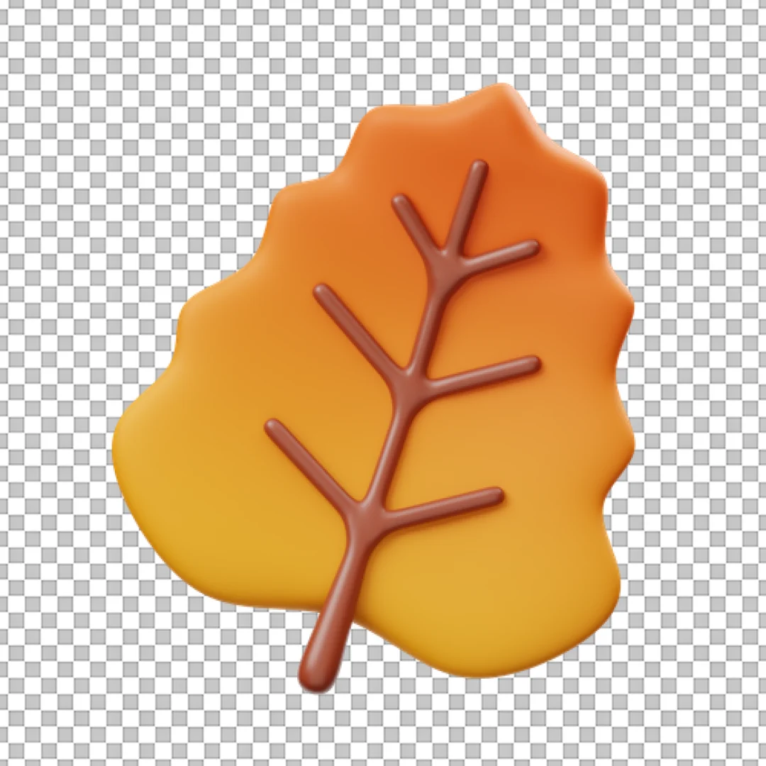 Textured Orange And Yellow Leaf 3D PNG