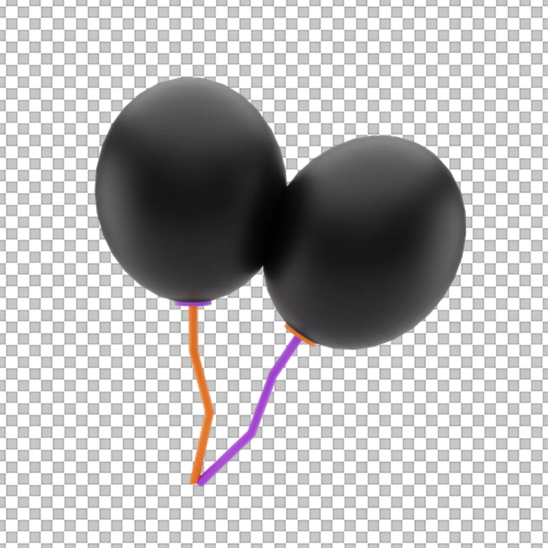 Two Black Balloons 3D Decor PNG