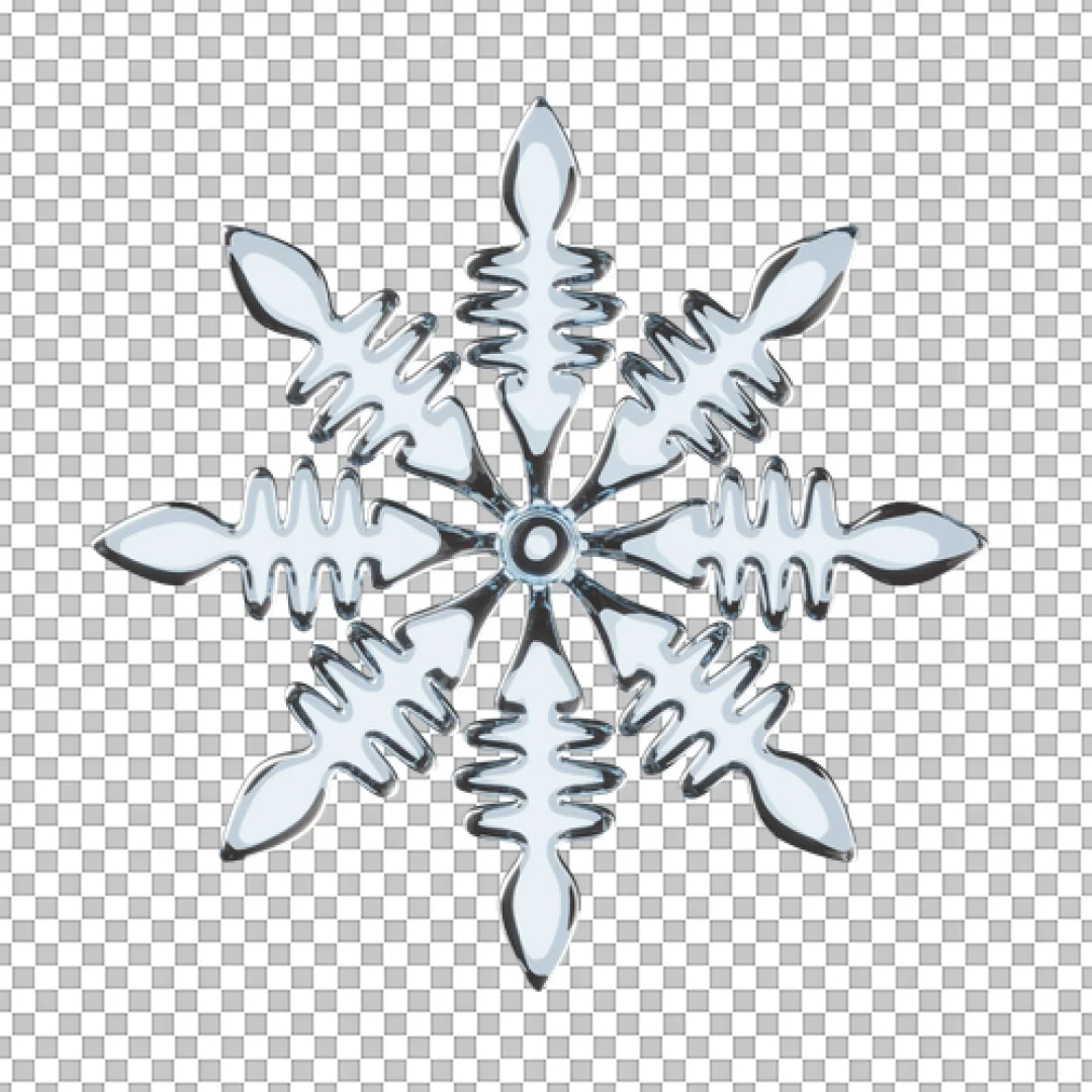 Detailed Crystal Snowflake 3D PNG