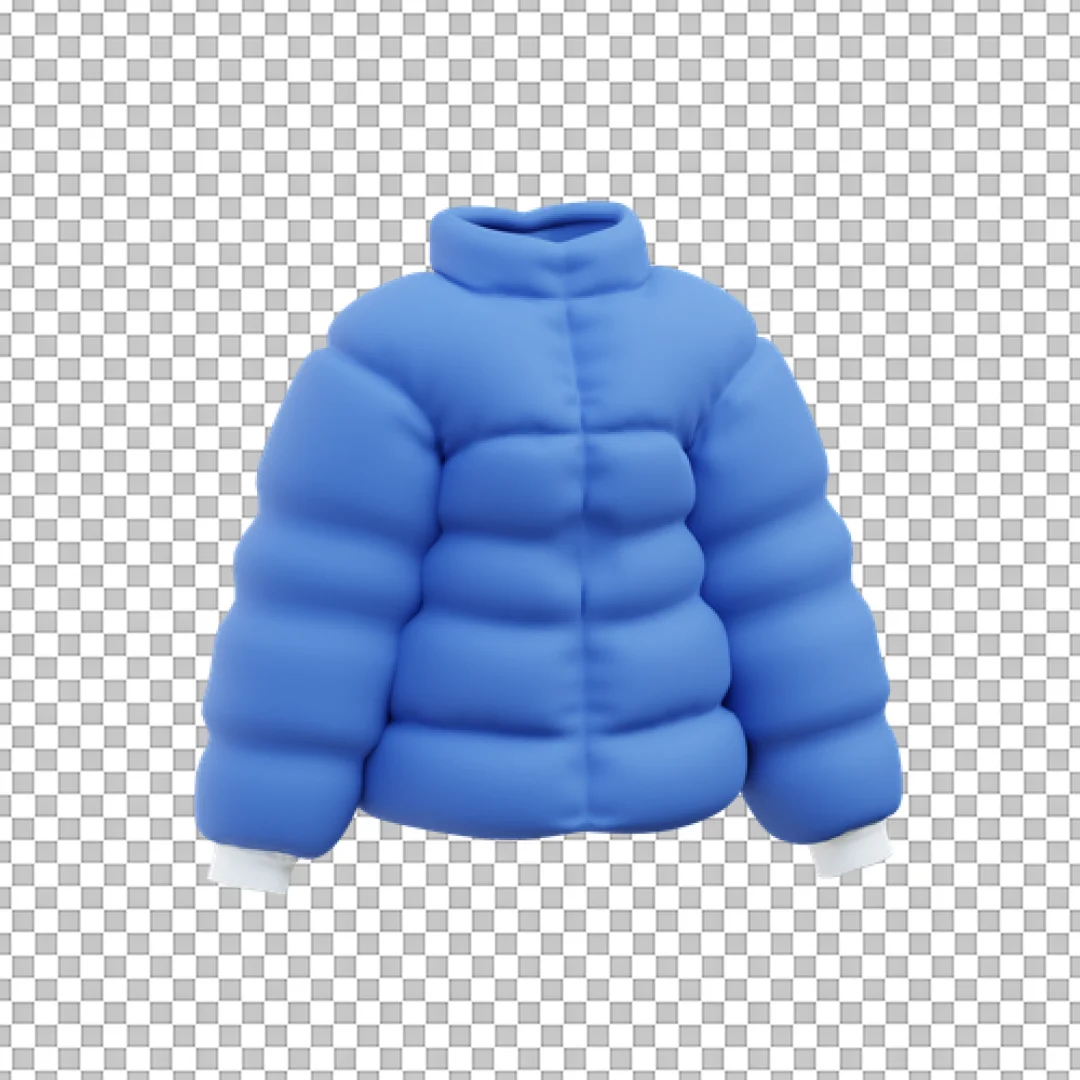 Blue Quilted Jacket 3D PNG