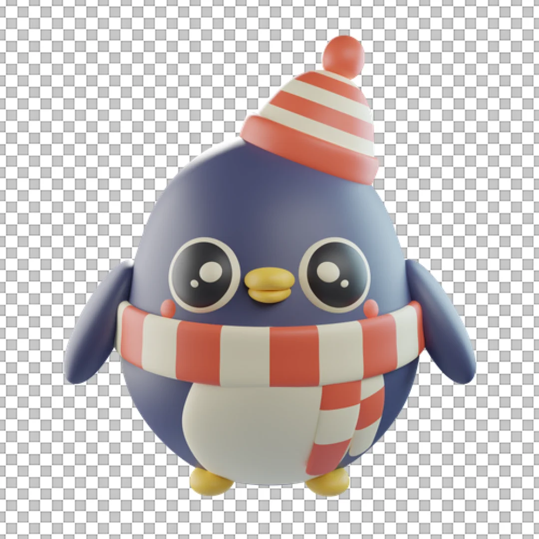 Cute Penguin Character 3D PNG