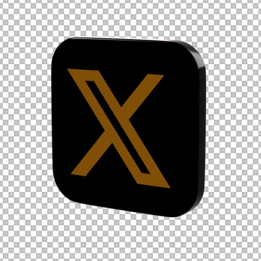 Black Gold 3D X Logo Square PNG