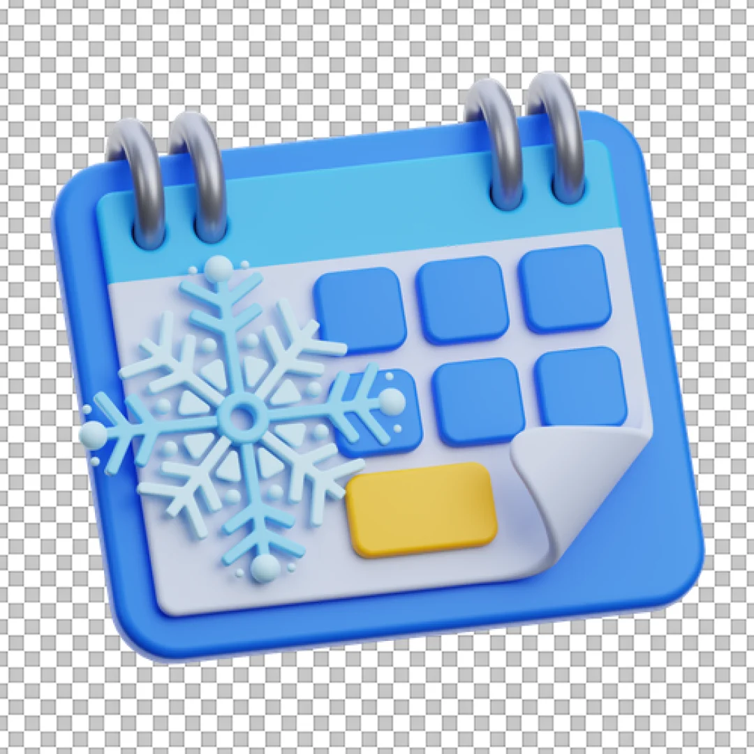 Winter Text Calendar 3D Icon PNG