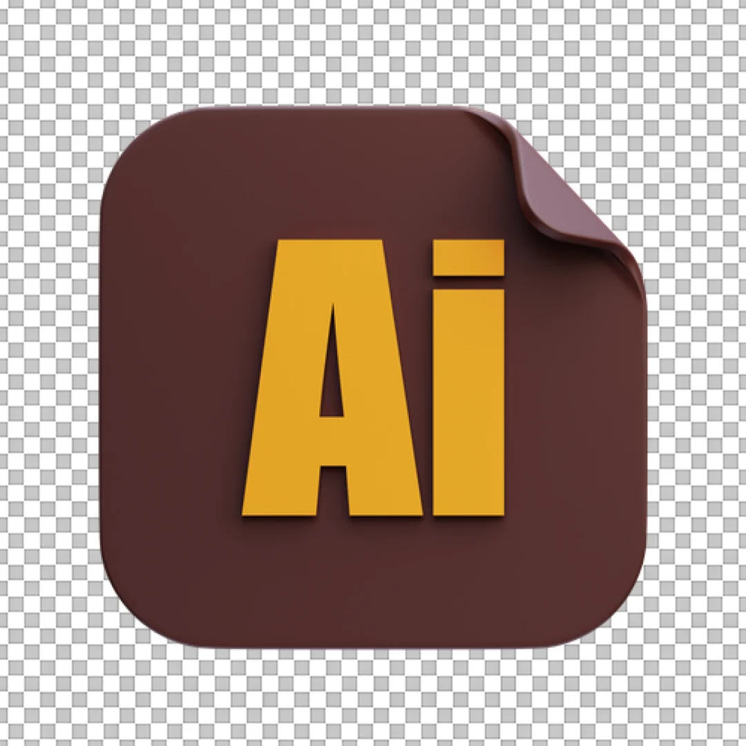 Brown Peeling Sticker 3D Illustrator Icon PNG