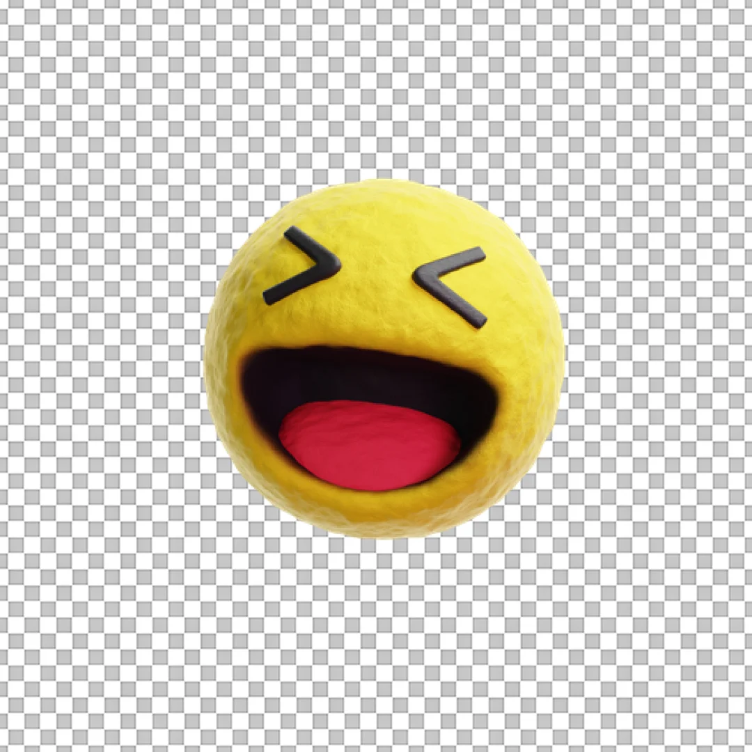 Laughing Face Yellow Emoji Clay 3D Icon PNG
